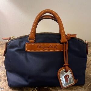Dooney & Bourke Mini Juliette Satchel FW616NV Blue Nylon & Brown Leather Satchel